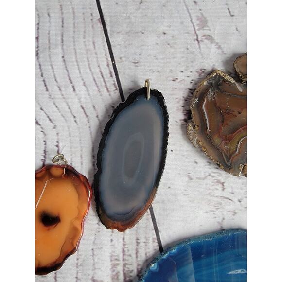 Lot Of 4 geode slices lot blue Orange Ornaments - Picture 4 of 9